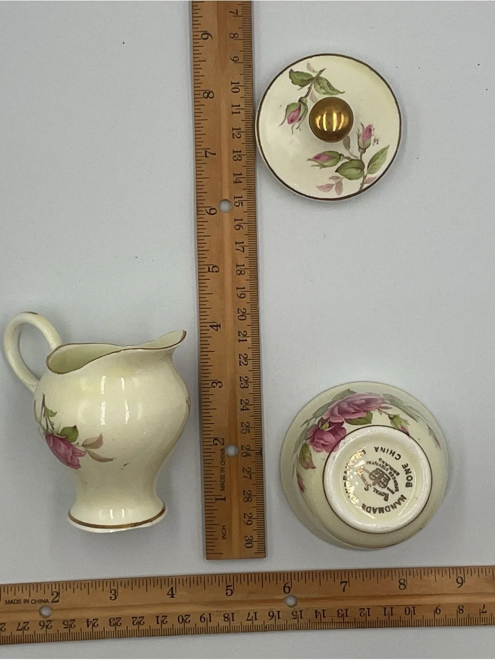 Vintage Royal Stewart Stevenson England Bone China Creamer & Sugar Set Roses